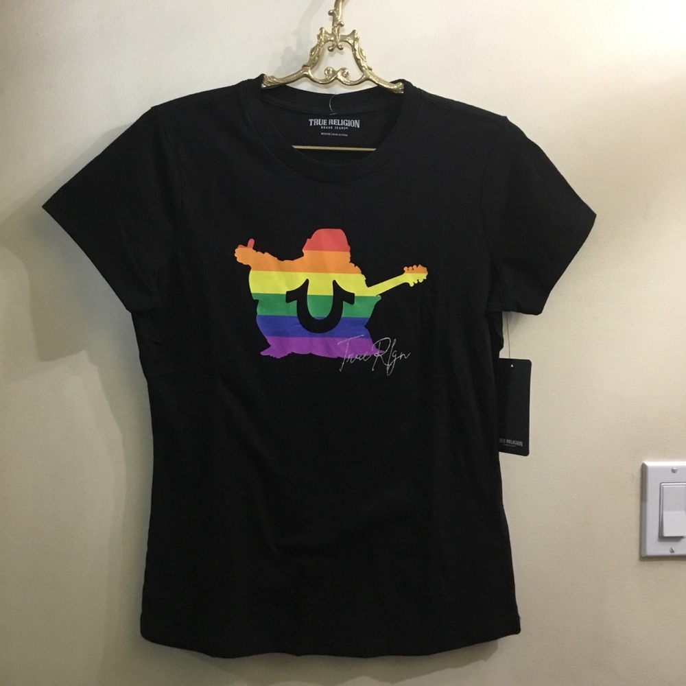 NWT True Religion black “Rainbow Buddha SS Tee”